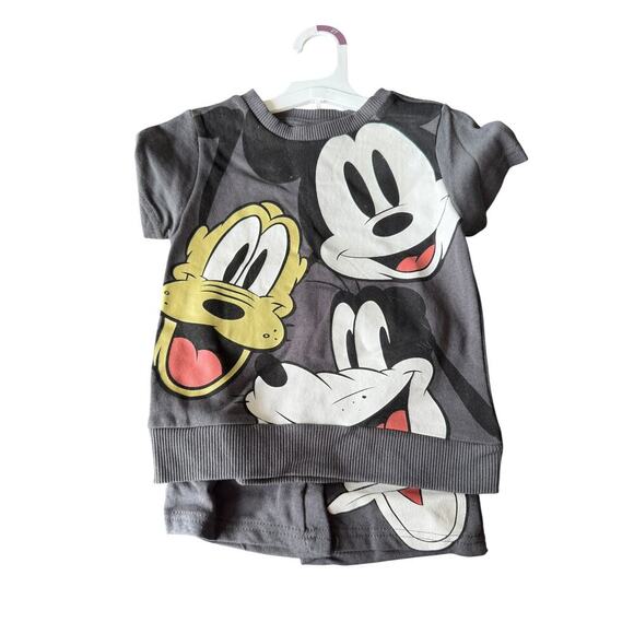 Disney Mickey Baby Gray Co Shorts Set Size 2T - Picture 2 of 7